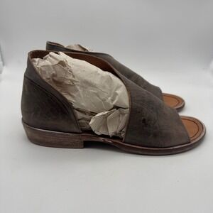 Free People Sandals Women's 6.5 Grey Leather‎ Mont Blanc Boho Shoes Flats